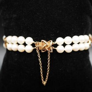 Mikimoto Estate Akoya Pearl Double Strand Bracelet 6.5" 14k Gold 5.5 mm M308